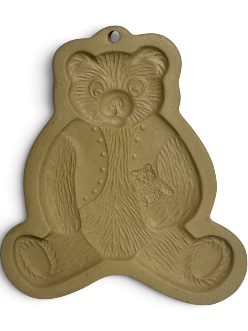 Vintage 1984 Brown Bag Cookie Art Teddy Bear Stoneware Mold Hill Design 6”